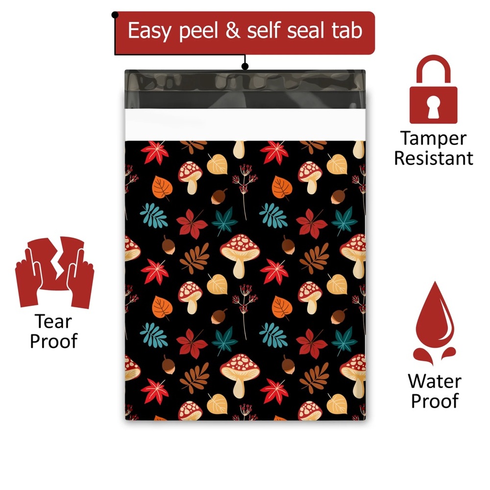 Autumn Mushrooms 🍄 10x13 Poly Mailers Pack of 25 - Picture 8 of 10